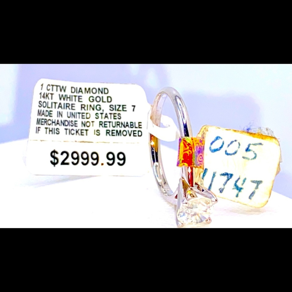 1 CT Diamond In 14K White Gold Solitaire Ring Size 7